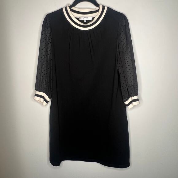 Crosby Mollie Burch Black Sheer Sleeve Shift Mini Dress Size Small - Picture 6 of 7